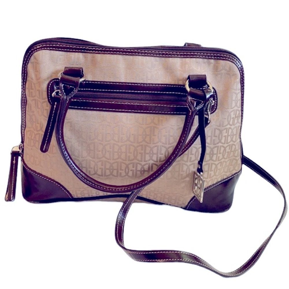 Giani Bernini Monogram Canvas and Faux Leather Shoulder Bag